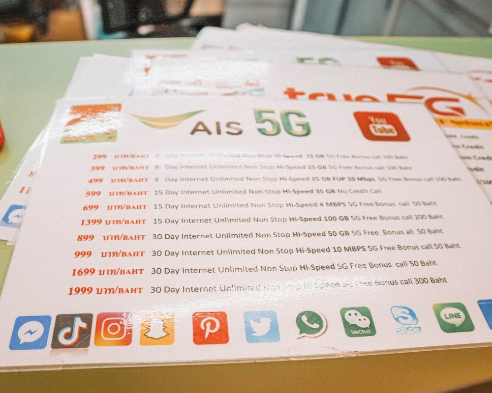 thailand sim card prices