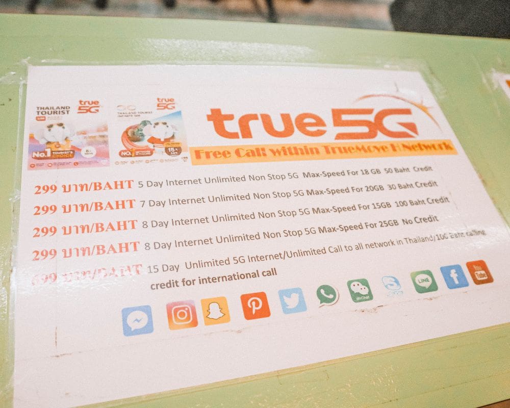 thailand sim card prices